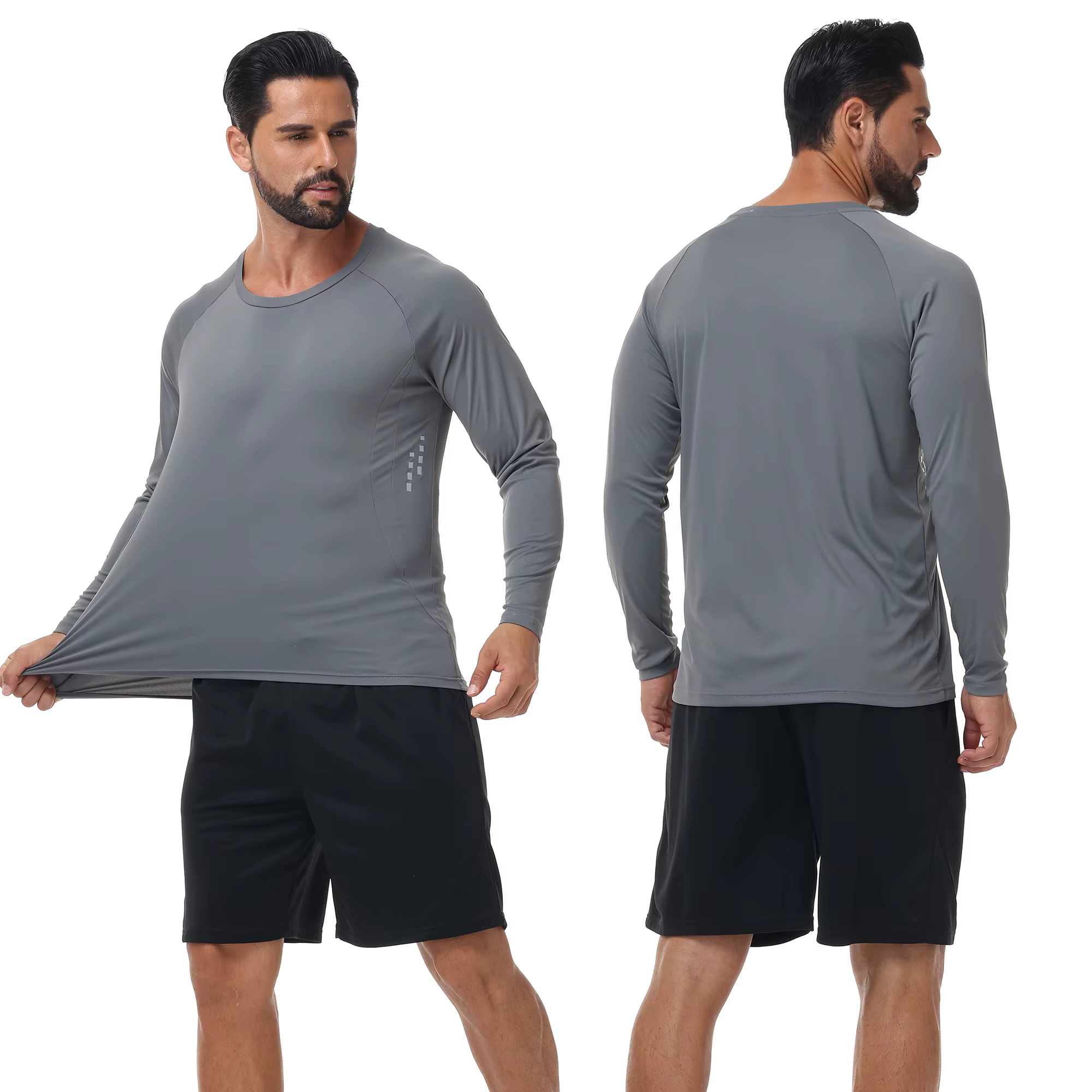 T-shirt à manches longues UPF 50+ pour hommes, haut respirant anti-UV, pull pour la pêche sportive, 