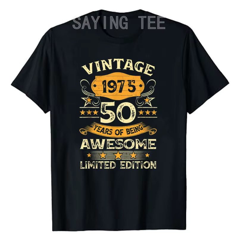 Vintage 1975 Cool 50 ans Bday hommes femmes 50th anniversaire T-Shirt né en 1975 disant génial T-Shi