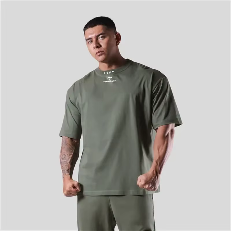 T-shirt en coton pour homme, coupe ample, manches courtes, adapté au sport, à la remise en forme, à 