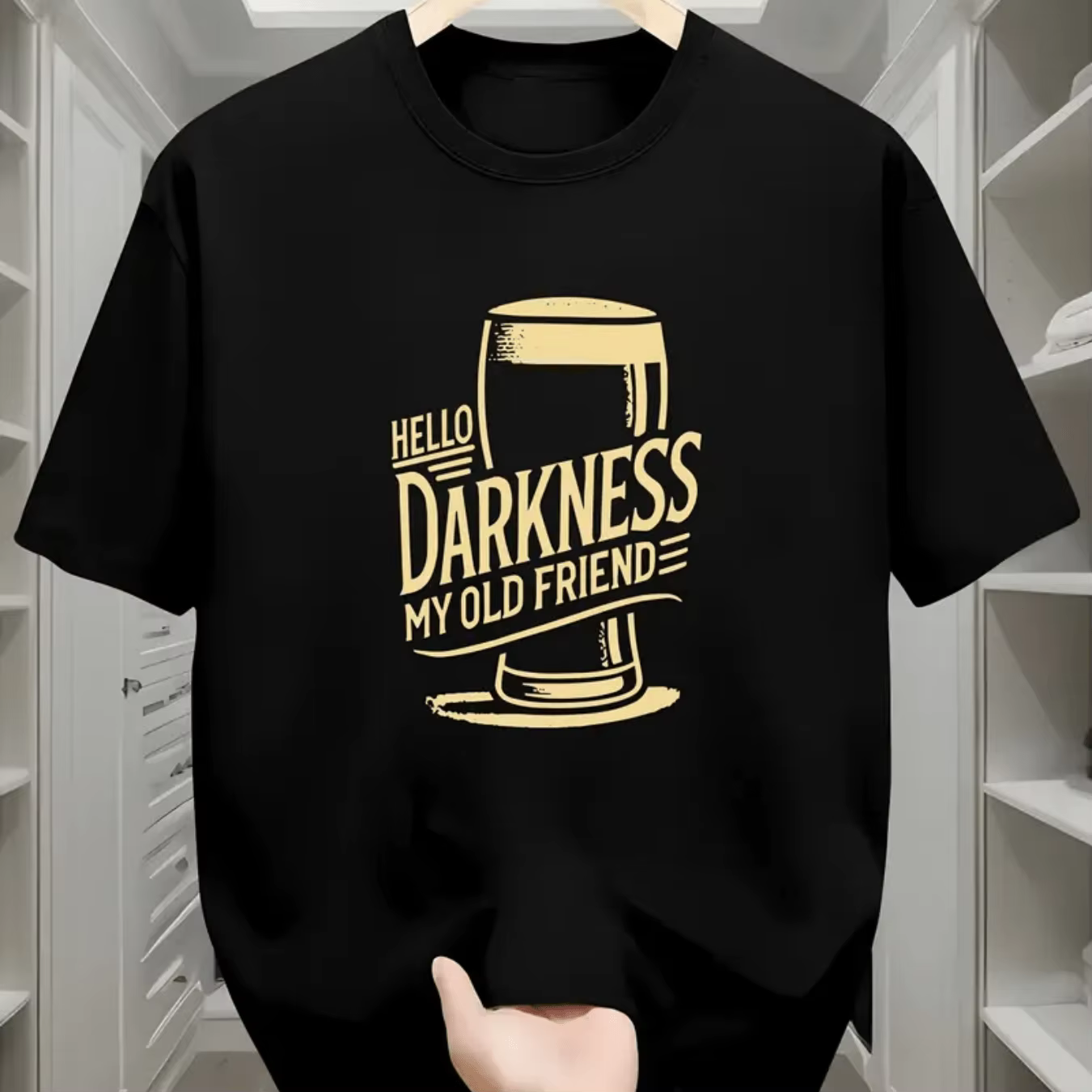 T-Shirt drôle pour amoureux de la bière pour hommes, T-Shirt graphique Hello Darkness My Old Friend 