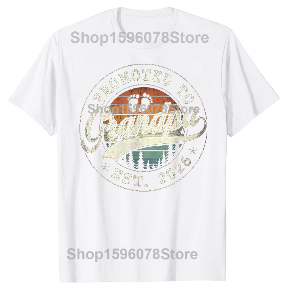Drôle promu au grand-père Est 2026 grands-parents bébé annonce t-shirts coton à manches courtes surd