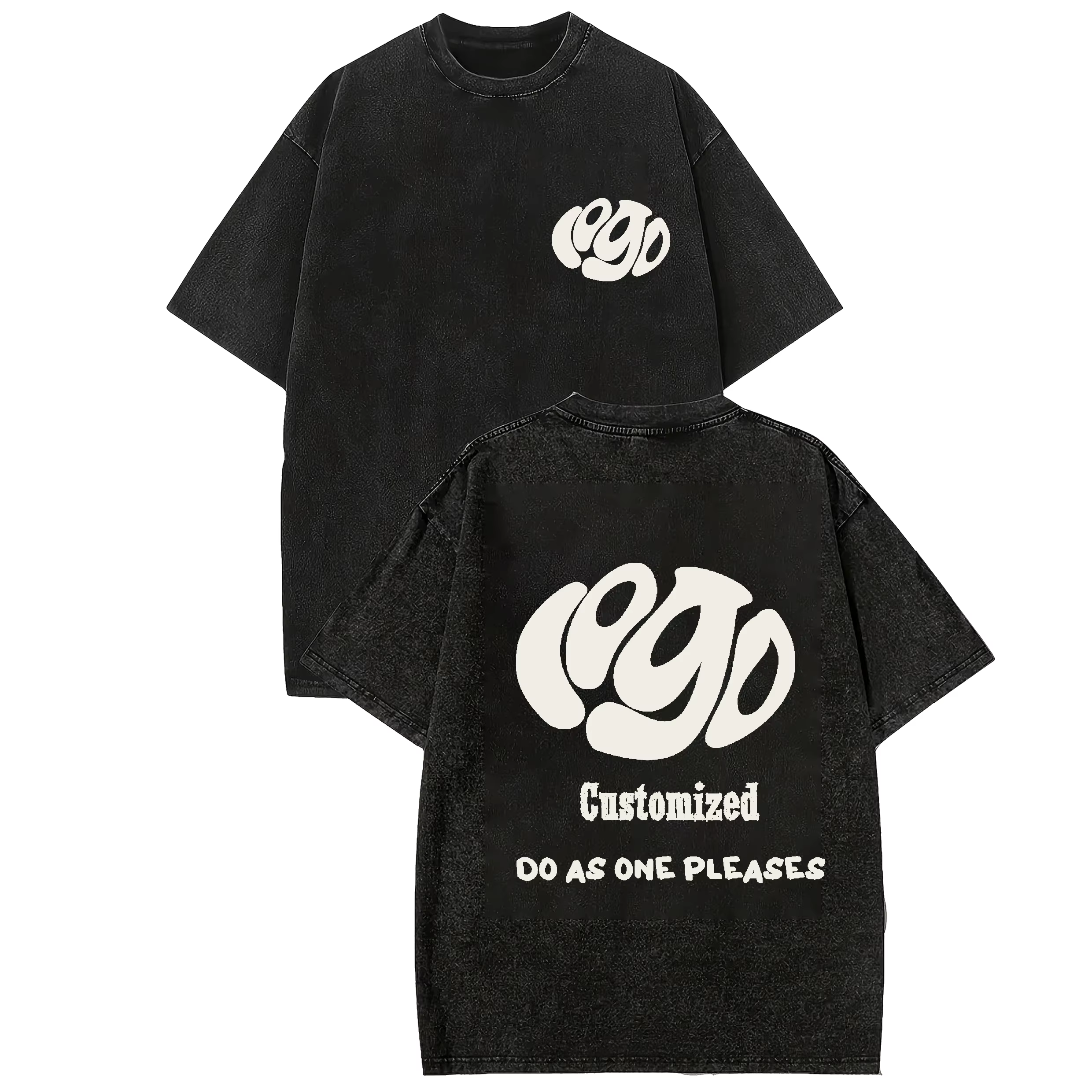 Personnalisez votre LOGO Hip Hop Streetwear hommes 100% coton T-shirts surdimensionné haut délavé t-