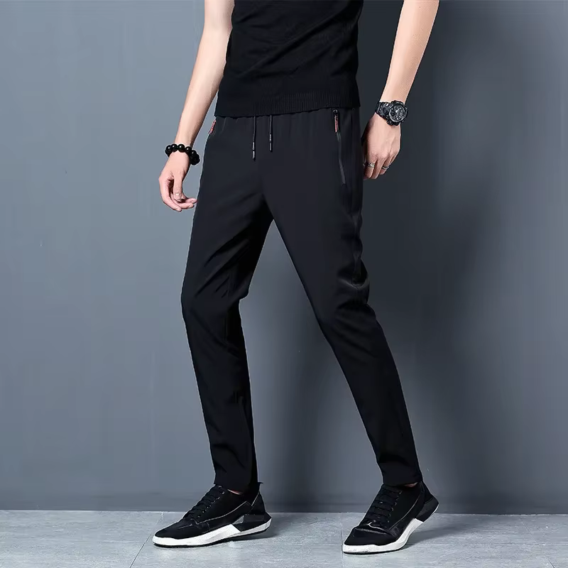 Pantalon décontracté pour hommes, coupe droite, Slim, taille élastique, survêtement coréen classique
