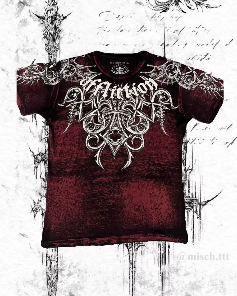 T-shirt homme été col rond doux et respirant imprimé gothique lettres, os, ailes et crânes, style eu