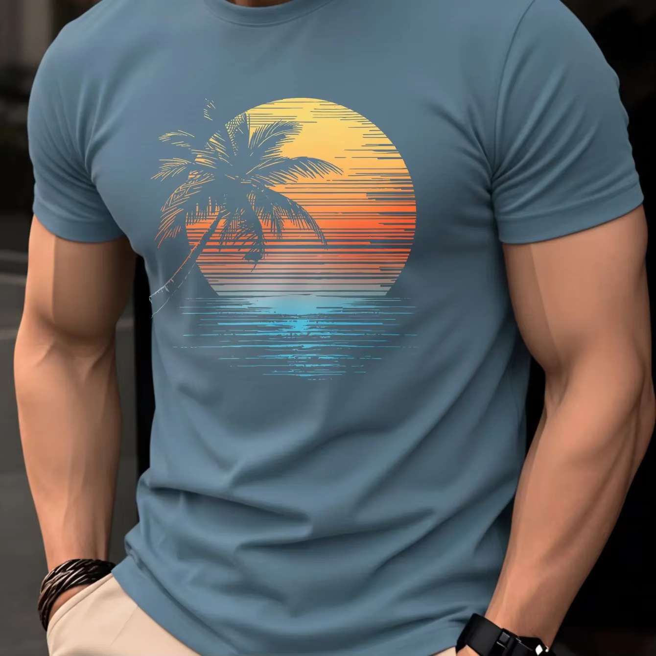 T-shirt 100% pour hommes, chemise d'été tendance à manches courtes, coupe slim, col rond, élégant et