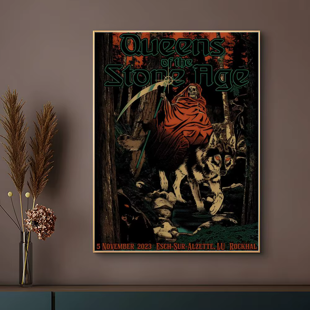 Rock Band Queens Of The Stone Age Poster HD Art mural auto-adhésif imperméable – Utilisation multi-s