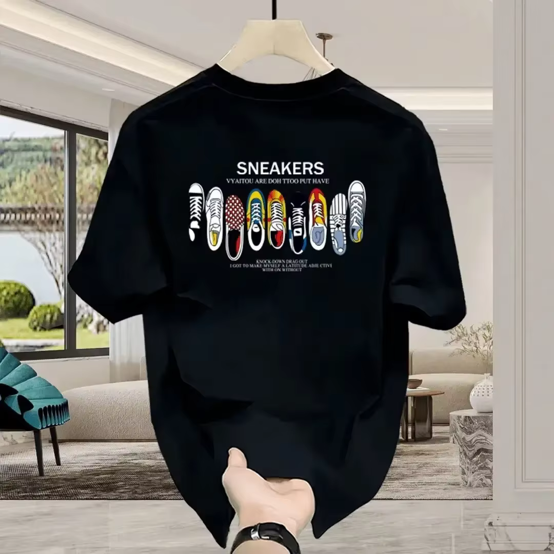 T-shirt pour homme en coton 100% avec design de collection de chaussures classiques, idéal pour les 