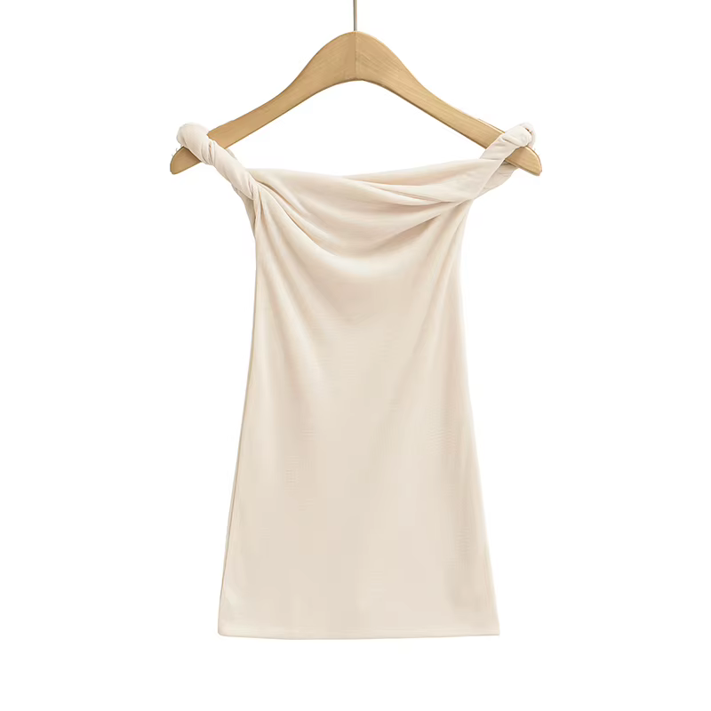 T-shirt à manches courtes et épaules dénudées pour femme, haut froncé, col slash, blanc, rose, kawai
