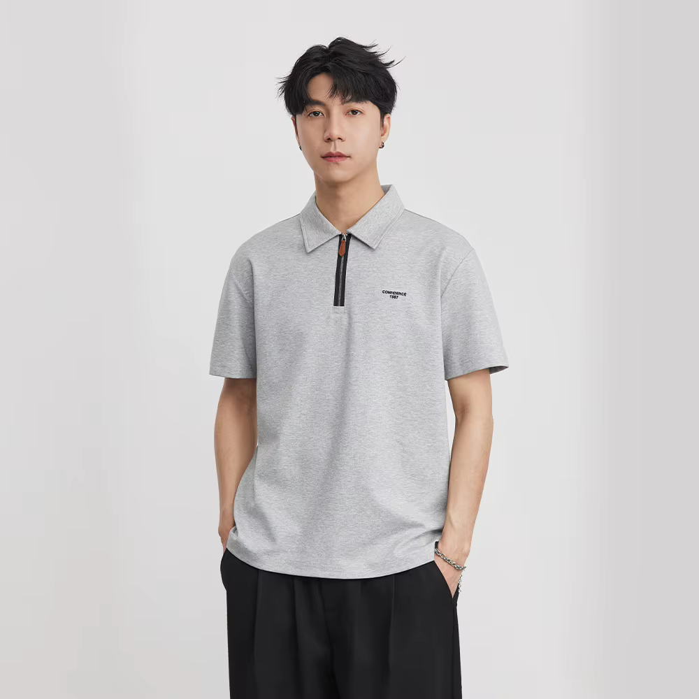Polo à manches courtes pour homme, coupe ample, col à revers, style décontracté chic, tricoté, colle