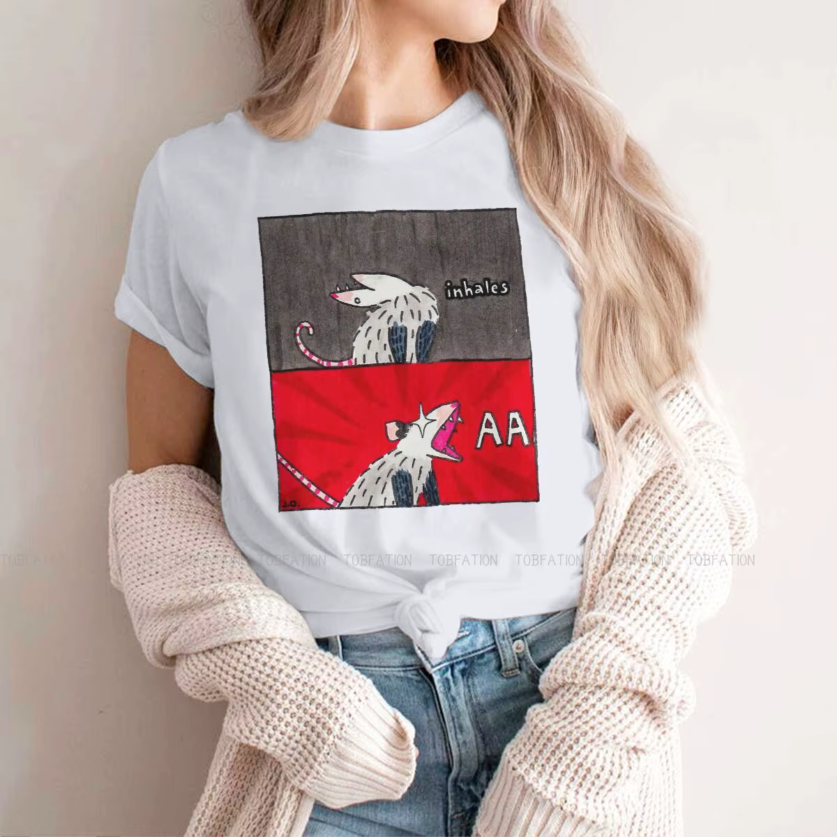 Opossum – t-shirt pour femme et fille, ample et de haute qualité, style Animal Mouse, 4XL
