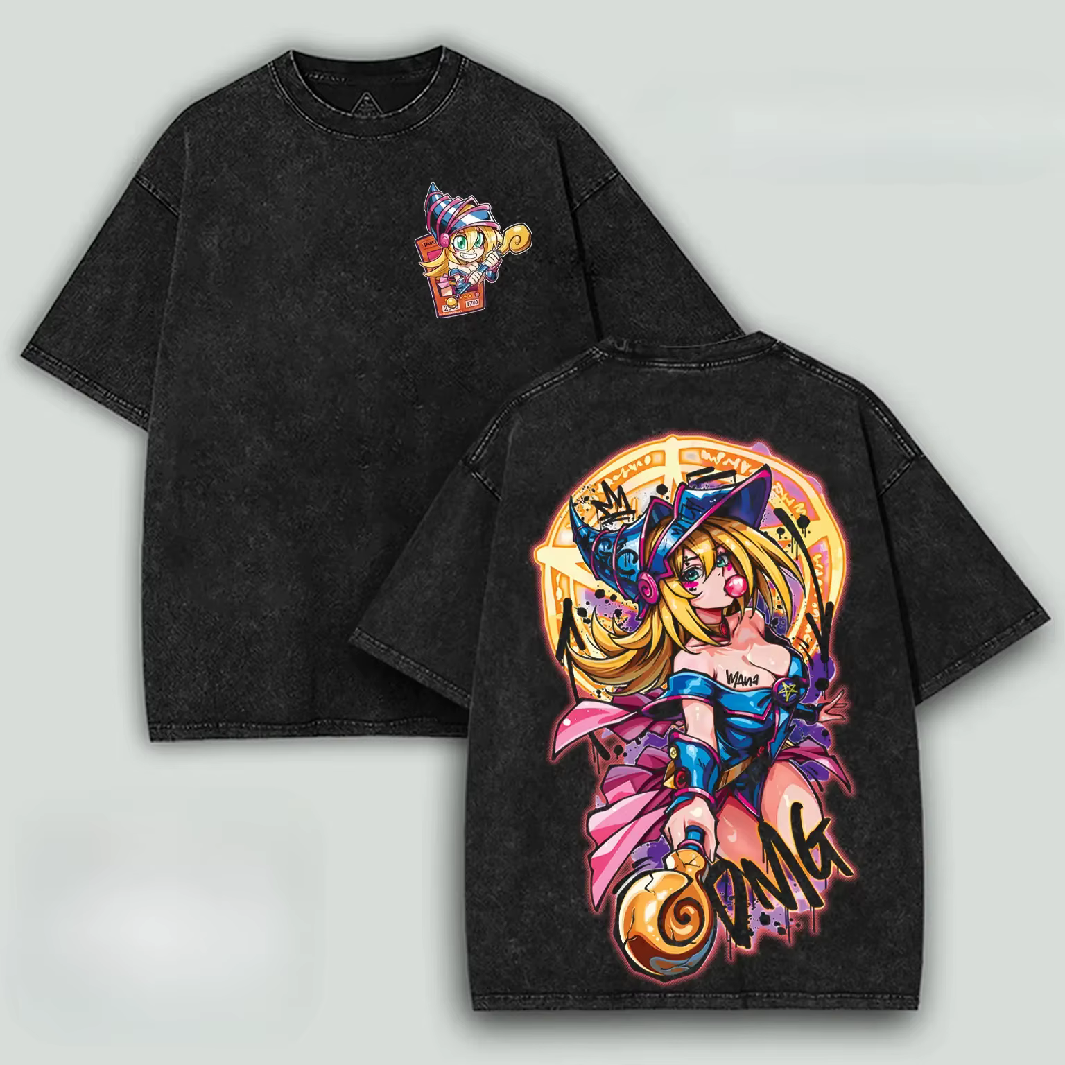 Yu-Gi-Oh! T-shirt imprimé Anime, style gothique Y2k, t-shirt oversize délavé pour homme, vêtements d