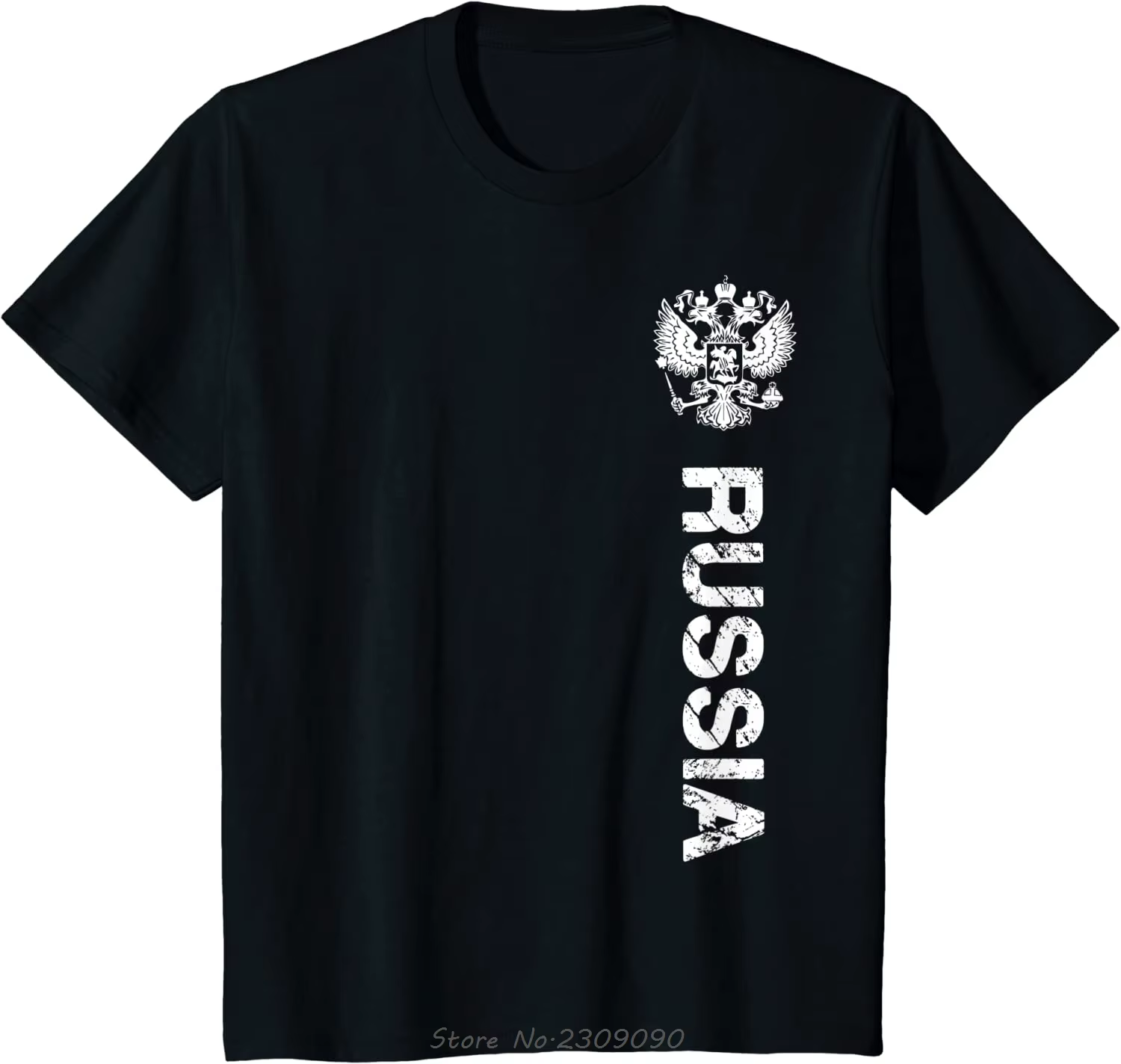 Russie T-shirt Russie Drapeau Crête Coton T-shirt Décontracté Streetwear Unisexe Hauts T-shirts O-co