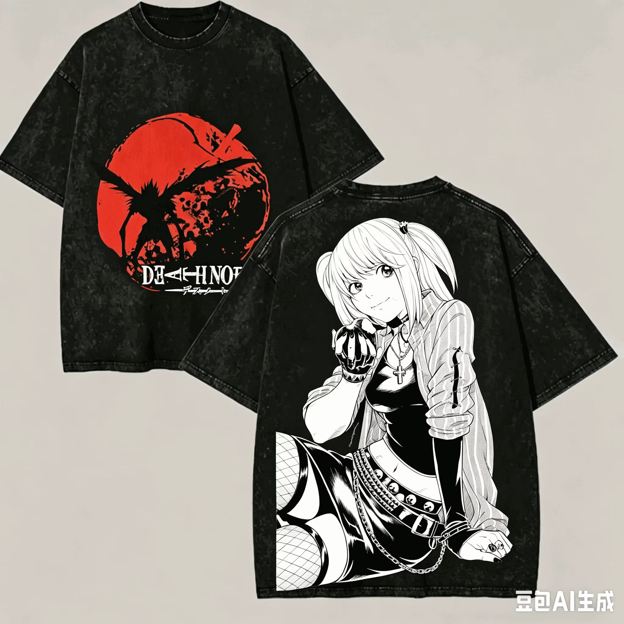 T-shirt délavé Death Note pour les amateurs d'anime, nouveau modèle Harajuku, unisexe, surdimensionn