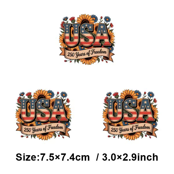 T-shirt patriotique pour homme avec transfert thermocollant USA 250 ans 1776-2026, lavable, motif pe