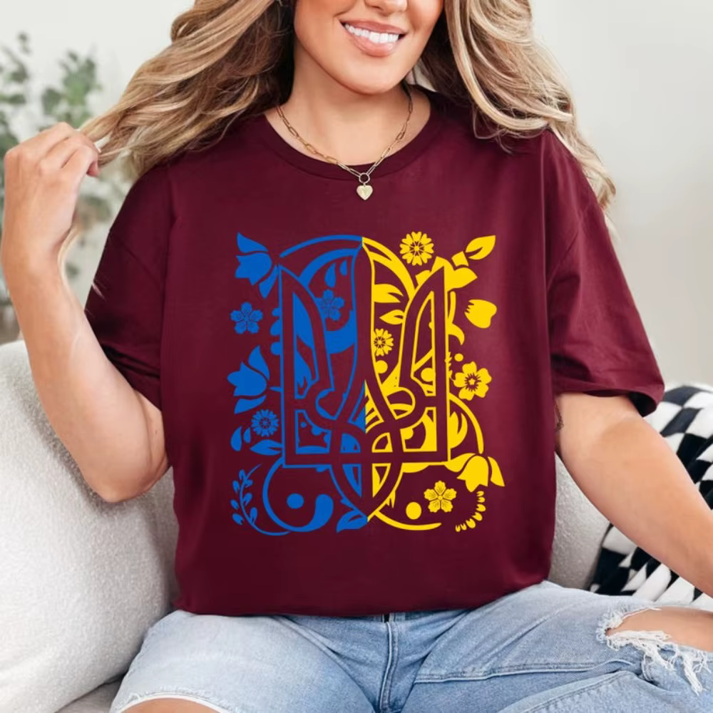 Homme Ukraine Trident coton t-shirt patriotique patrimoine graphique chemise été à manches courtes c