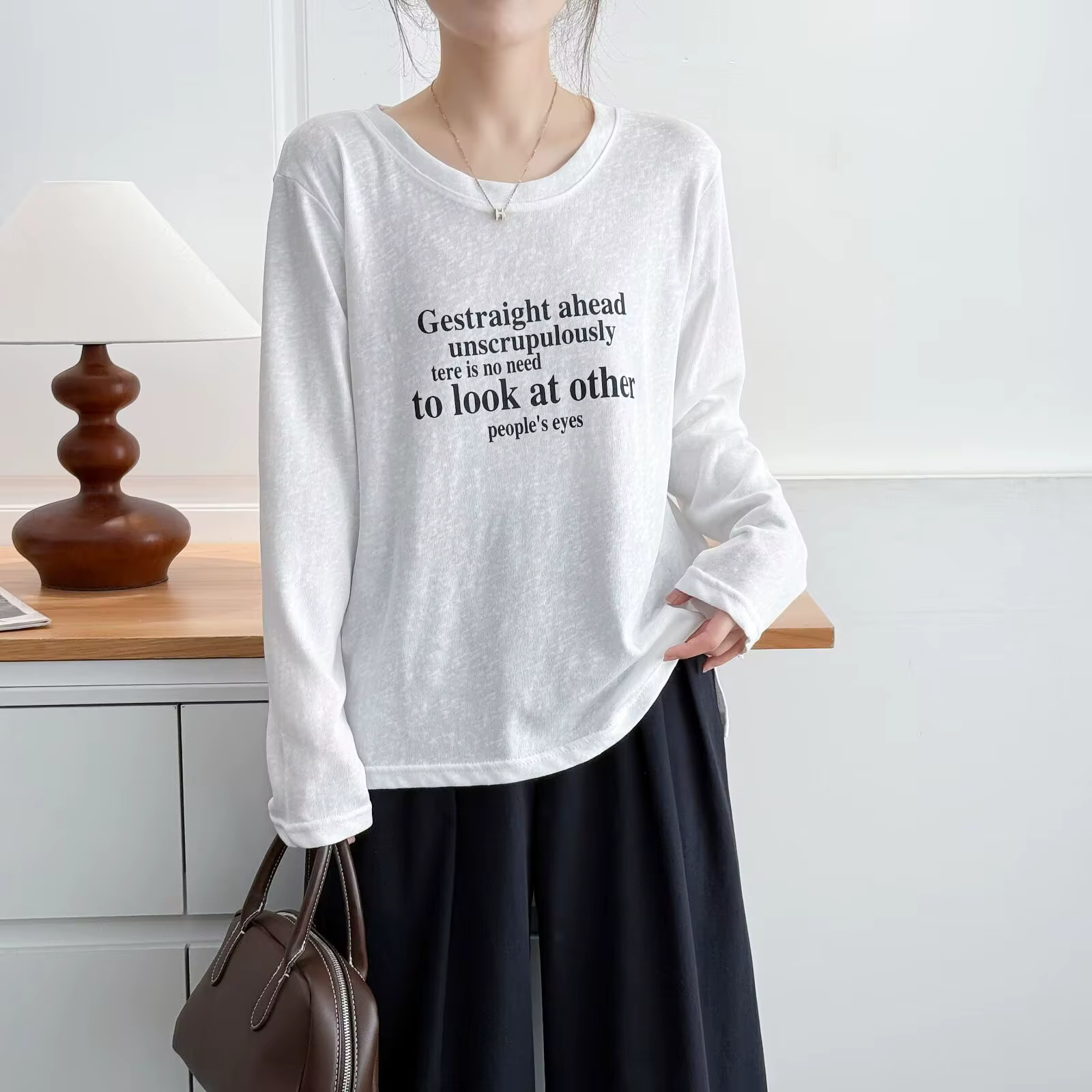 Mode grande taille femmes T-Shirt automne nouveau Style basique décontracté imprimé lettre à manches