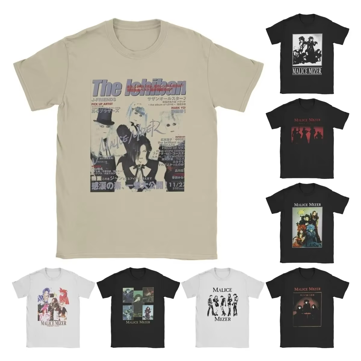 Malice Mizer groupe chanteur T-Shirts Vintage T-Shirts col rond Rock musicien T-Shirts à manches cou
