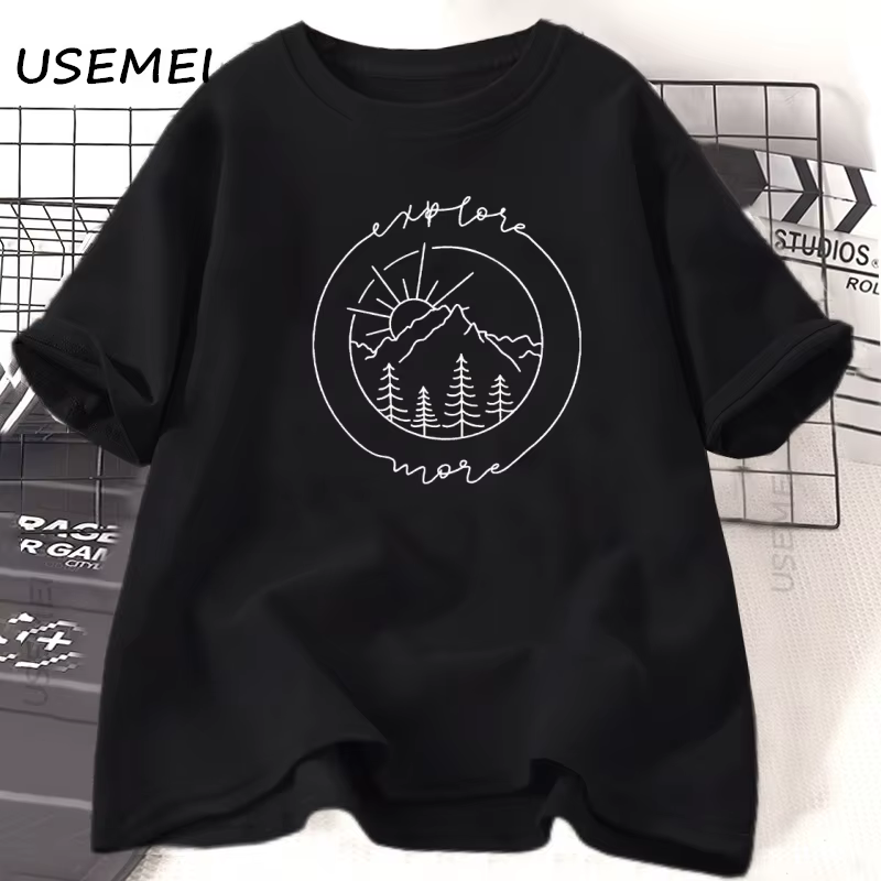 Explorez plus T-Shirt pour femmes décontracté Camping à manches courtes T-Shirt Camper randonnée Nat
