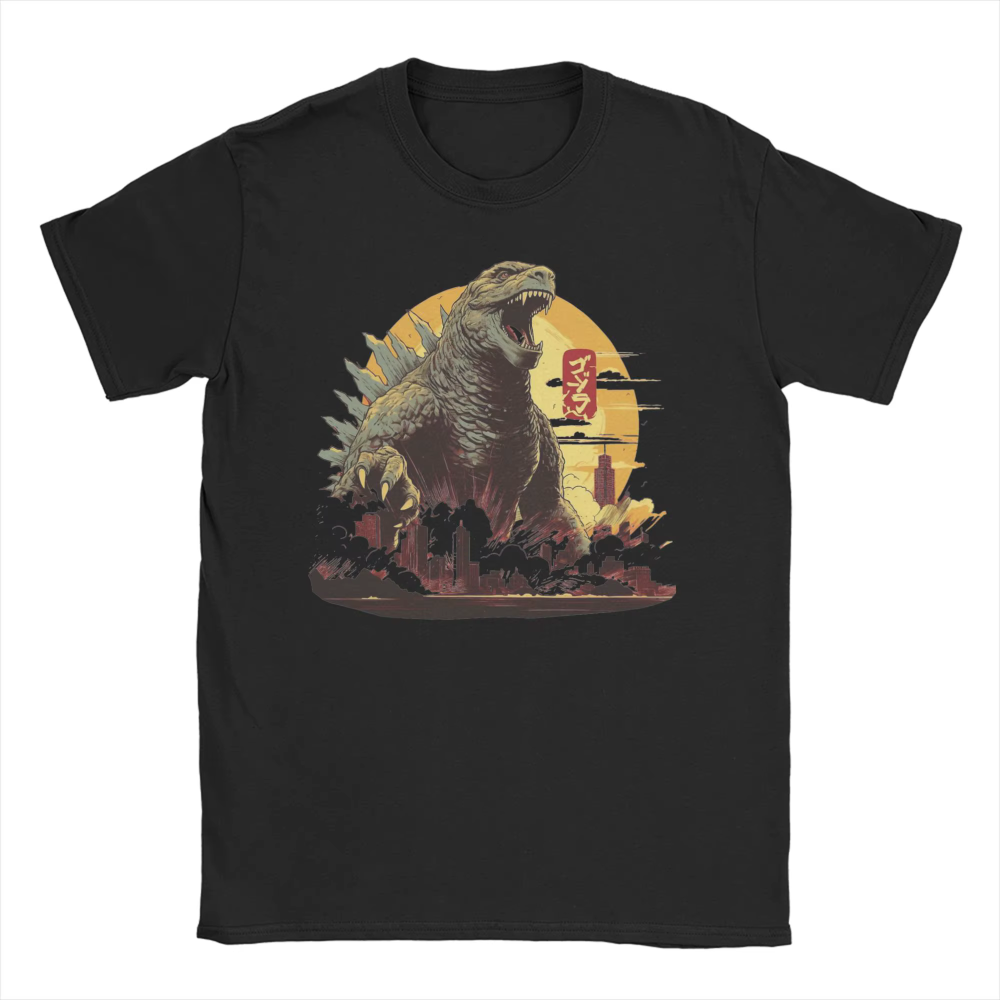 Godzilla T-shirts pour hommes et femmes en pur coton, t-shirts fantaisie à col rond, t-shirts à manc
