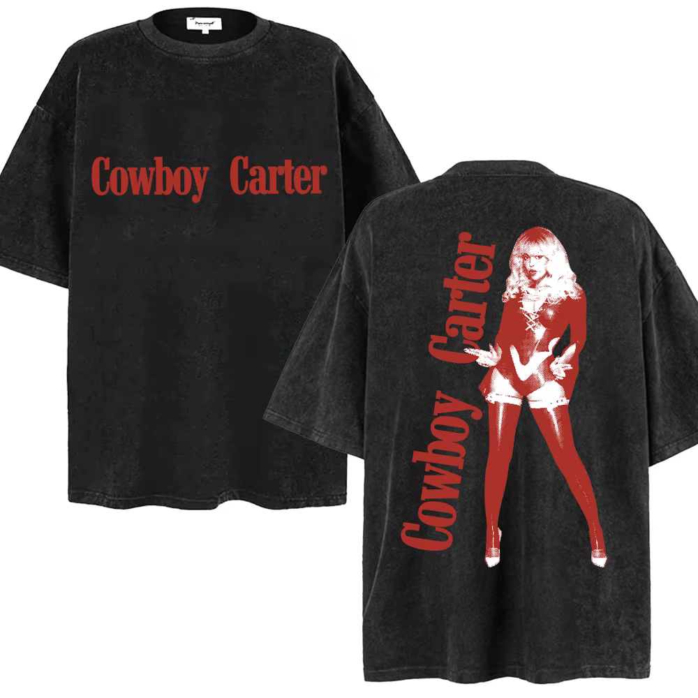Vintage lavé Beyonce Cowboy Carter 2025 Tour T-shirt hommes femmes surdimensionné Hip Hop T-shirt su