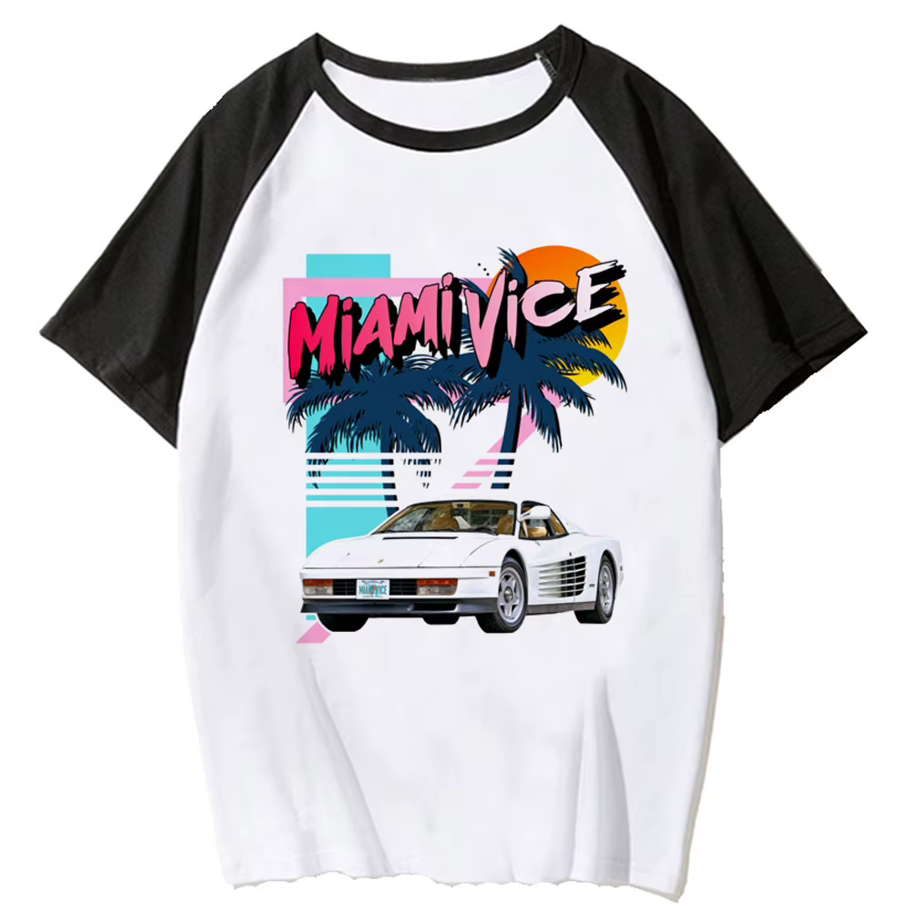 T-shirt femme, vêtement humoristique, japonais, créateur de manga, miami vice