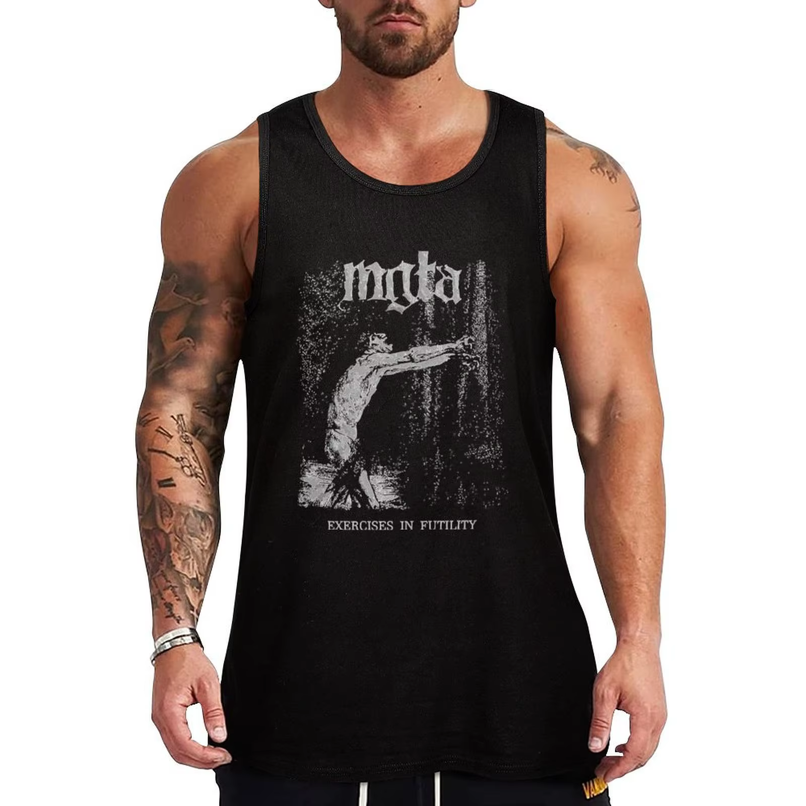 T-shirt de sport pour hommes, haut en métal noir, vêtements d'été