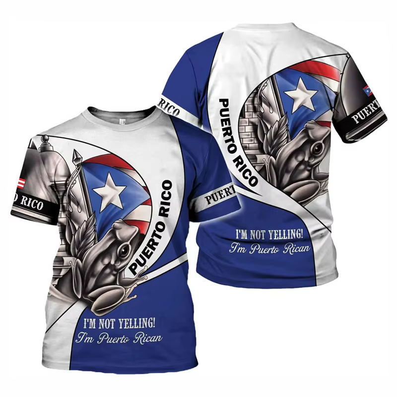 Polo Homme Tendance Urbaine 2026 avec Drapeau de Porto Rico - T-shirt de Sport Respirant à Séchage R