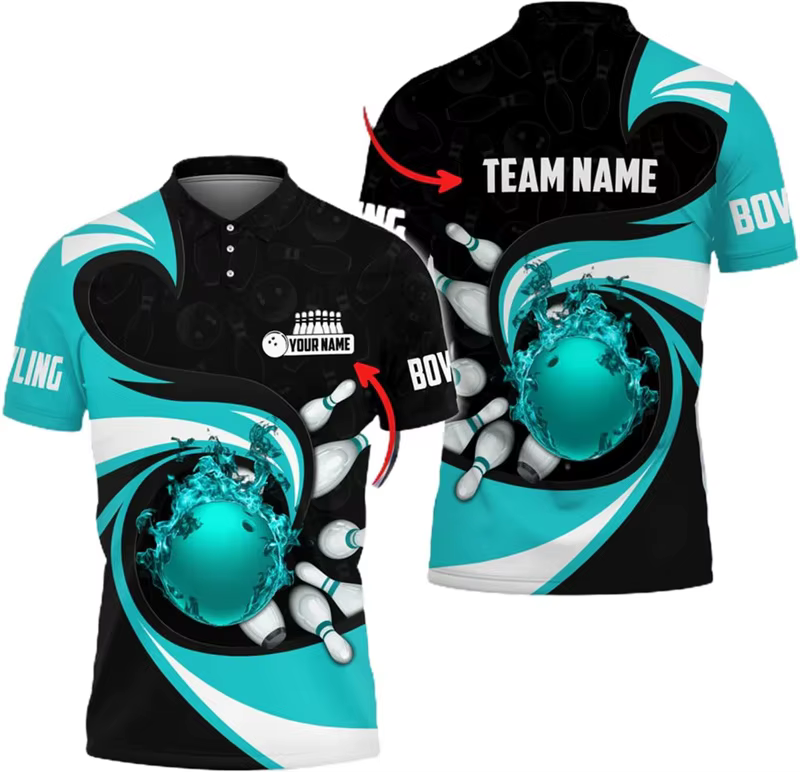 Polos personnalisés pour hommes, nom de l'équipe de Bowling, chemises de Golf à manches courtes, res