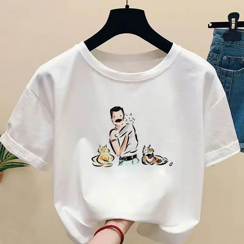 T-shirt Freddie Mercury à manches courtes pour femme, streetwear, hip hop, Harajuku, décontracté, mu