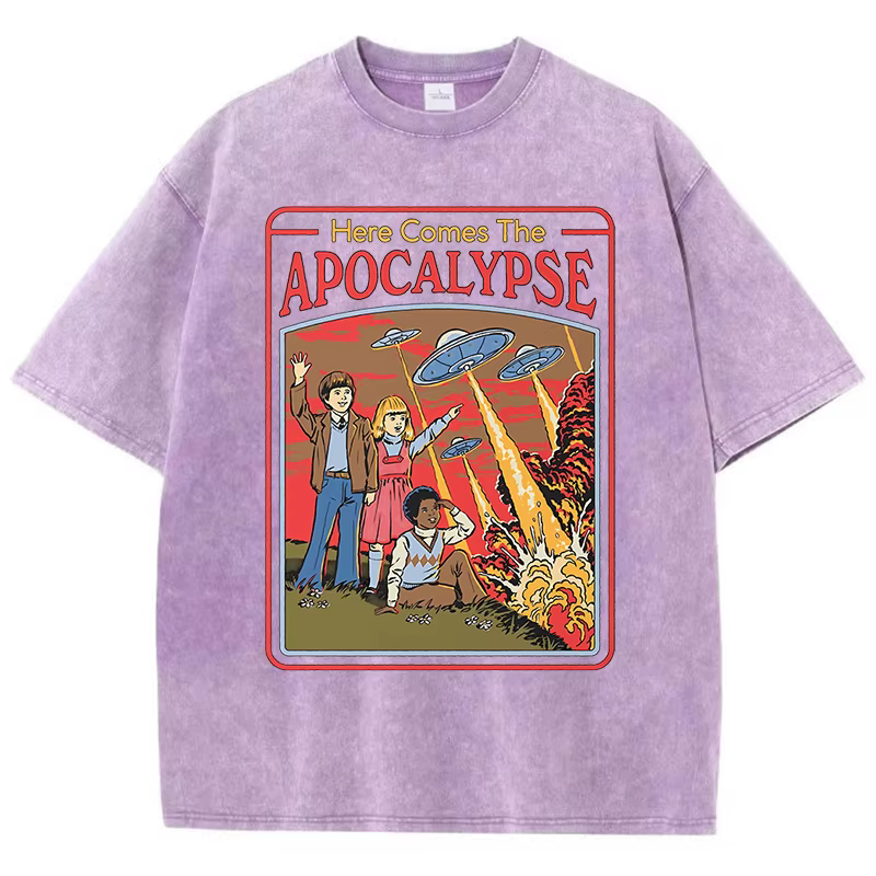 Voici l'Apocalypse Ufo lavé rétro hommes vêtements surdimensionné qualité Streetwear mode couverture