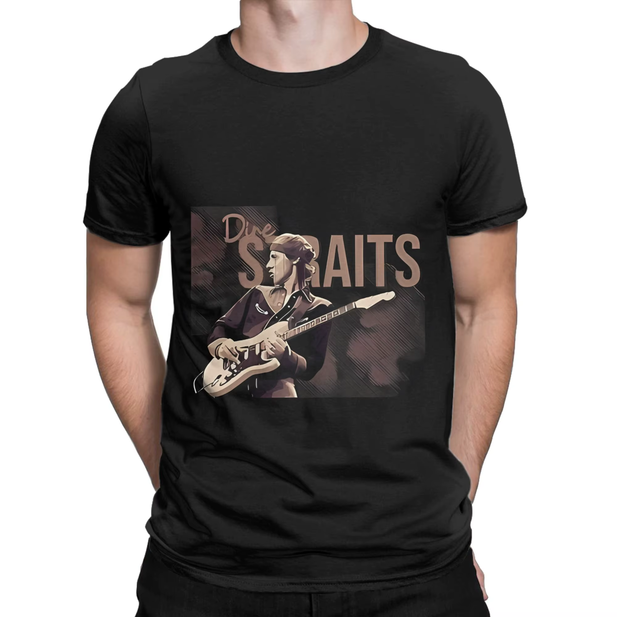 T-shirt graphique 100% coton Dire Straits7, hauts pour hommes