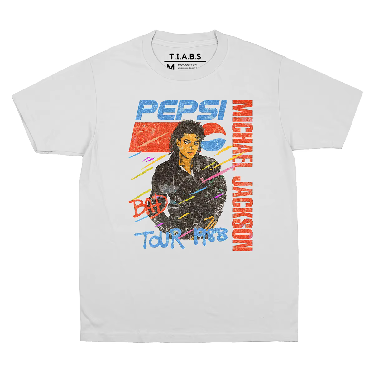 T-shirt Michael Jackson Bad au design rétro, épaules tombantes, style pop King, manches courtes, en