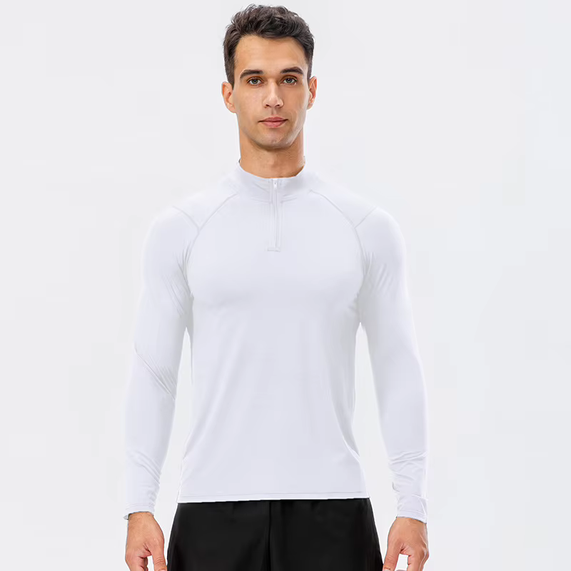 T-shirt de sport pour homme à manches longues, séchage rapide, pour la gym, la course et l'entraînem