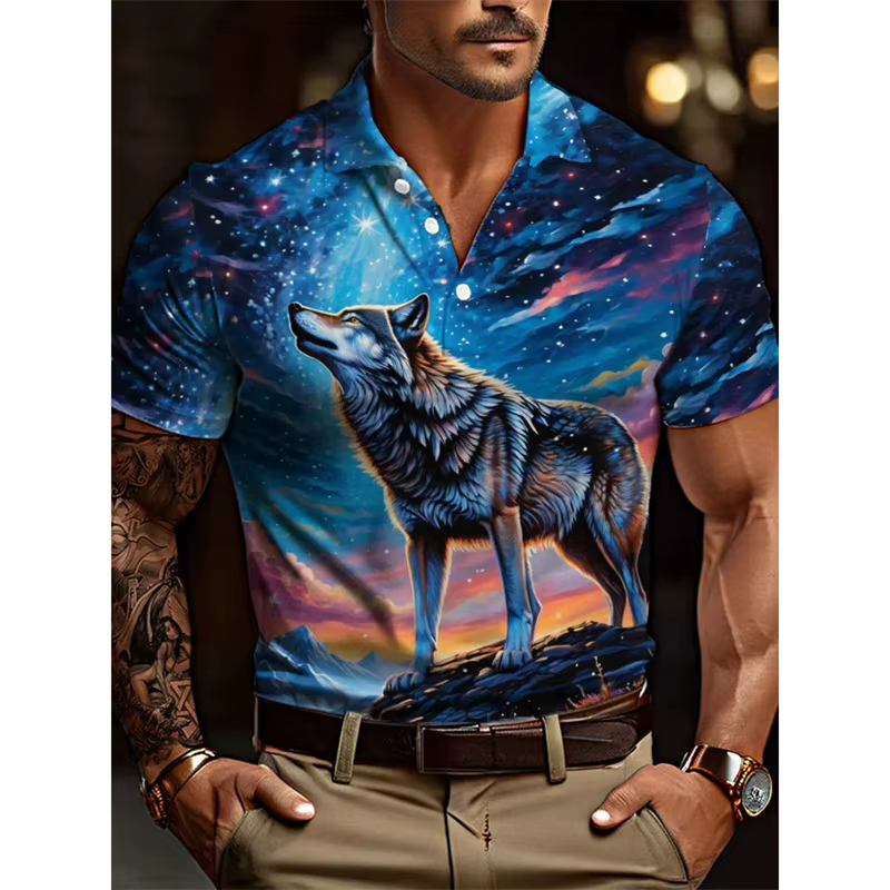 Polo pour homme imprimé 3D Abeilles Loups Aigle, T-shirt graphique animalier, Hauts décontractés d'é