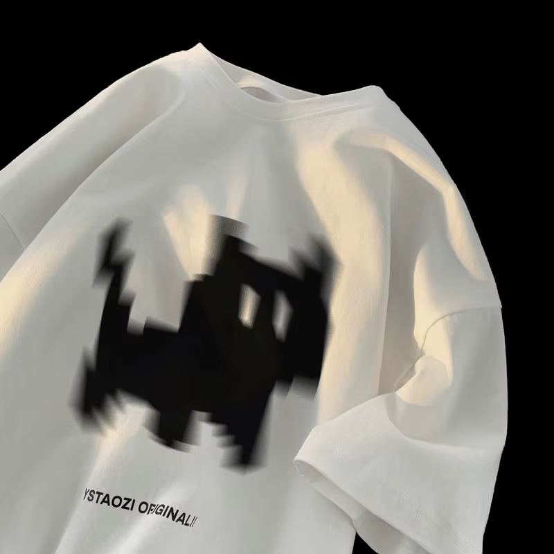 T-shirt paresseux japonais M-8XL, haut de grande taille, imprimé chat noir flou, adapté aux hommes e