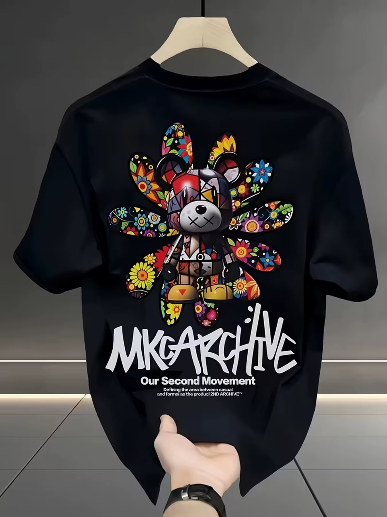 T-shirt Homme Édition Han Imprimé, Col Rond, Manches Courtes, Coton Absorbant pour l'Été