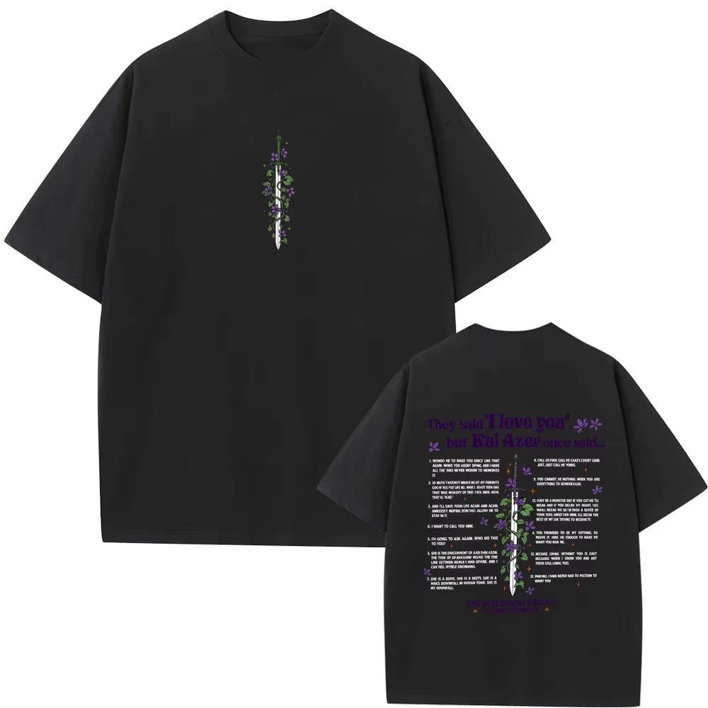Kai Azer I Love You in Powerless T-shirt Homme Femme Y2k Harajuku Esthétique T-shirts Unisexe Décont