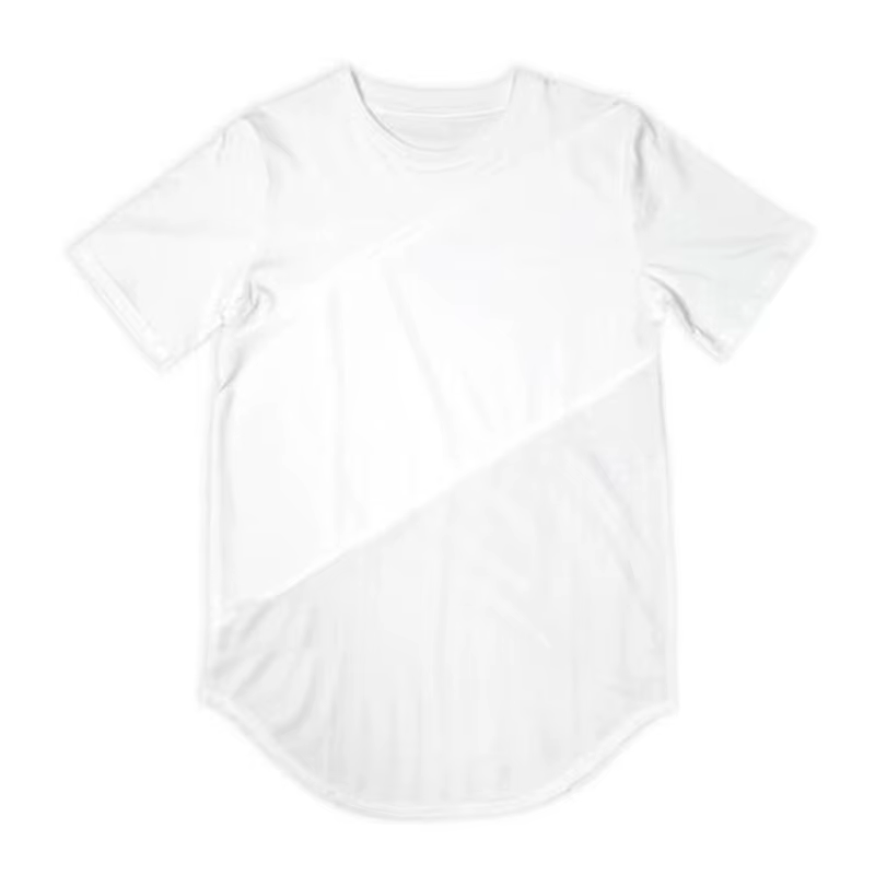 T-shirts de course unis hommes décontracté coton Patchwork maille chemises Sumemr vêtements de sport