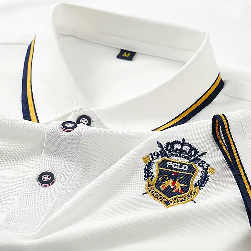 Polo brodé d'été pour hommes, T-Shirt à manches courtes, Design à revers, respirant, léger, Streetwe