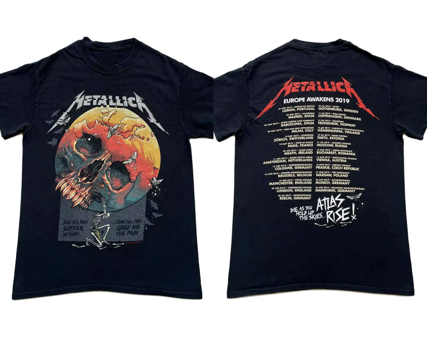 T-shirt Hip-hop Unisexe en Coton Y2K Streetwear – Concert Metallica Bologna 2026 Tournée Mondiale M7
