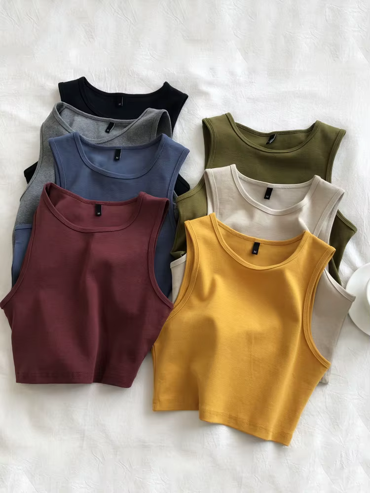 Haut court rétro sans manches pour femmes, nouveau, haut, audiminceur, extensible, slim, court, été