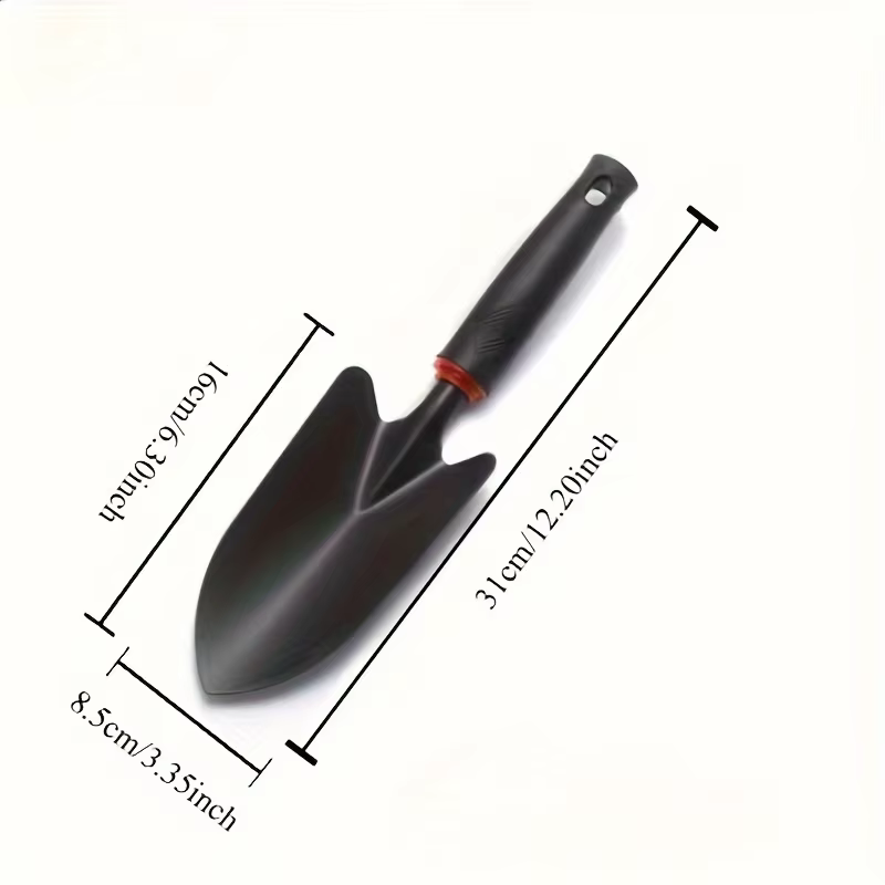 Truelle de jardin ergonomique en métal avec manche noir et garniture orange - Idéale pour planter de