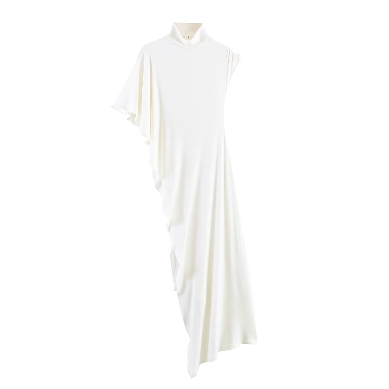 Haut pour femme, nouvelle collection printemps 2026, noir, manches courtes, col montant, asymétrique