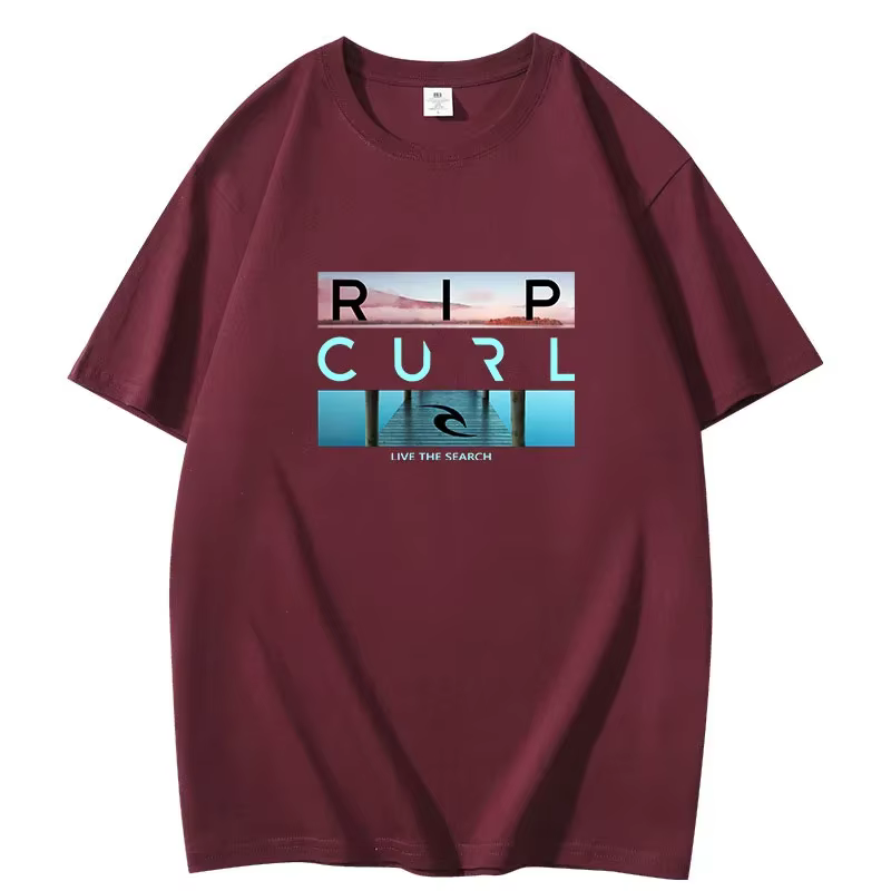 T-shirt Rip Livethe Search Beauty Curl pour hommes, été, qualité exceptionnelle, 100% coton, blanc,