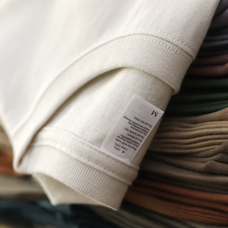 Have – chemise à Base en pur coton bleu, T-Shirt de couleur unie, rétro américain, col rond, manches