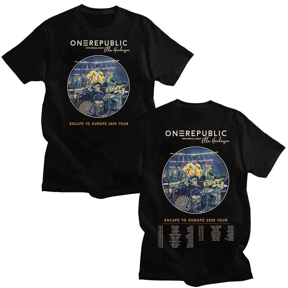 OneRepublic Escape To Europe 2025 Tour T-shirt OneRepublic Fans Cadeau Parfait T-shirt Coton Décontr
