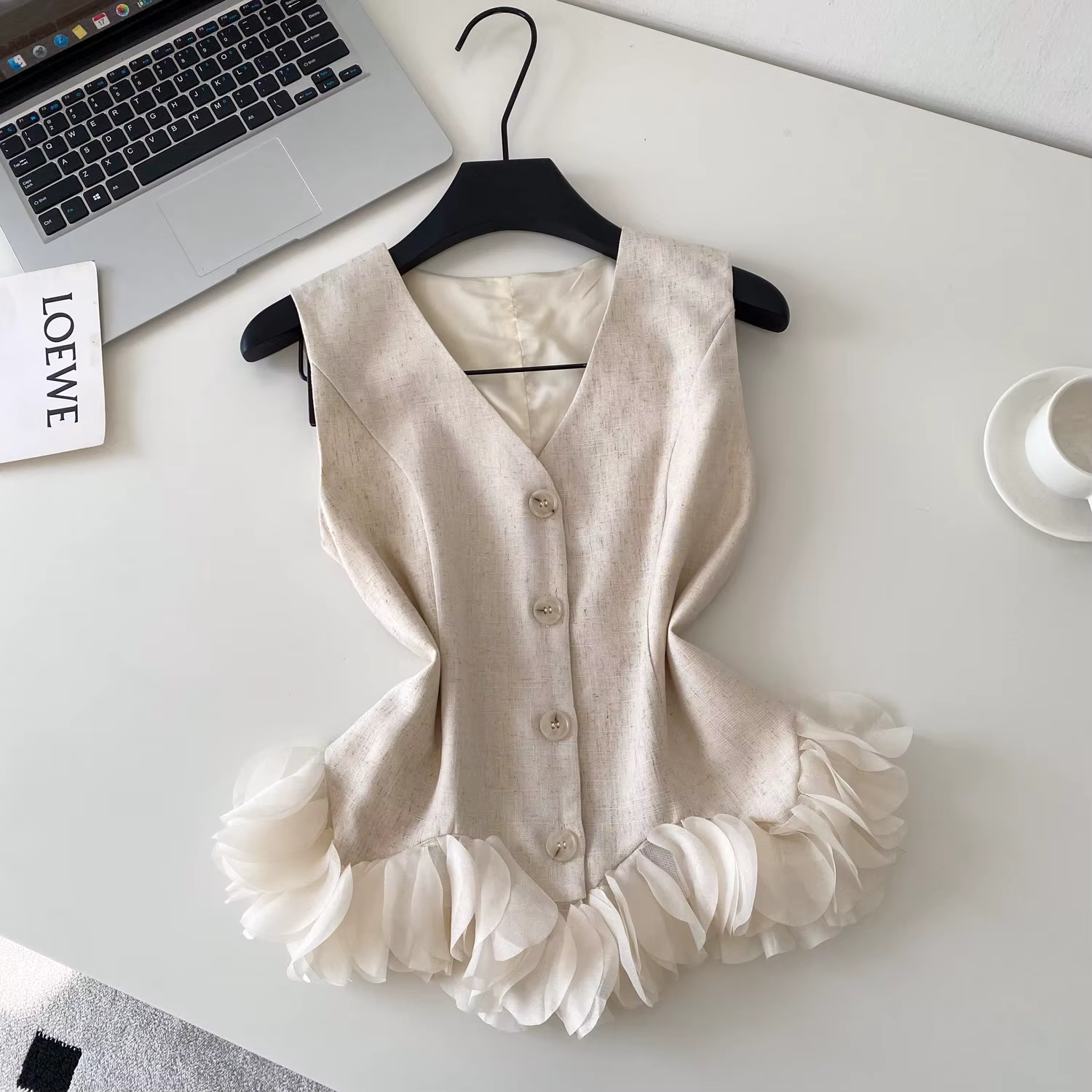 Débardeurs et hauts pour femmes, col en V, sans manches, style camisole, sexy, à volants, streetwear