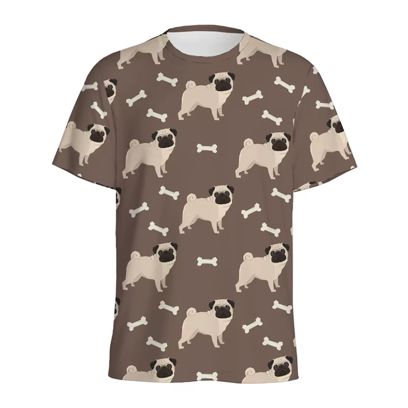 T-shirts à motif animalier chien Pug mignon pour hommes, femmes, garçons, enfants, parents et enfant
