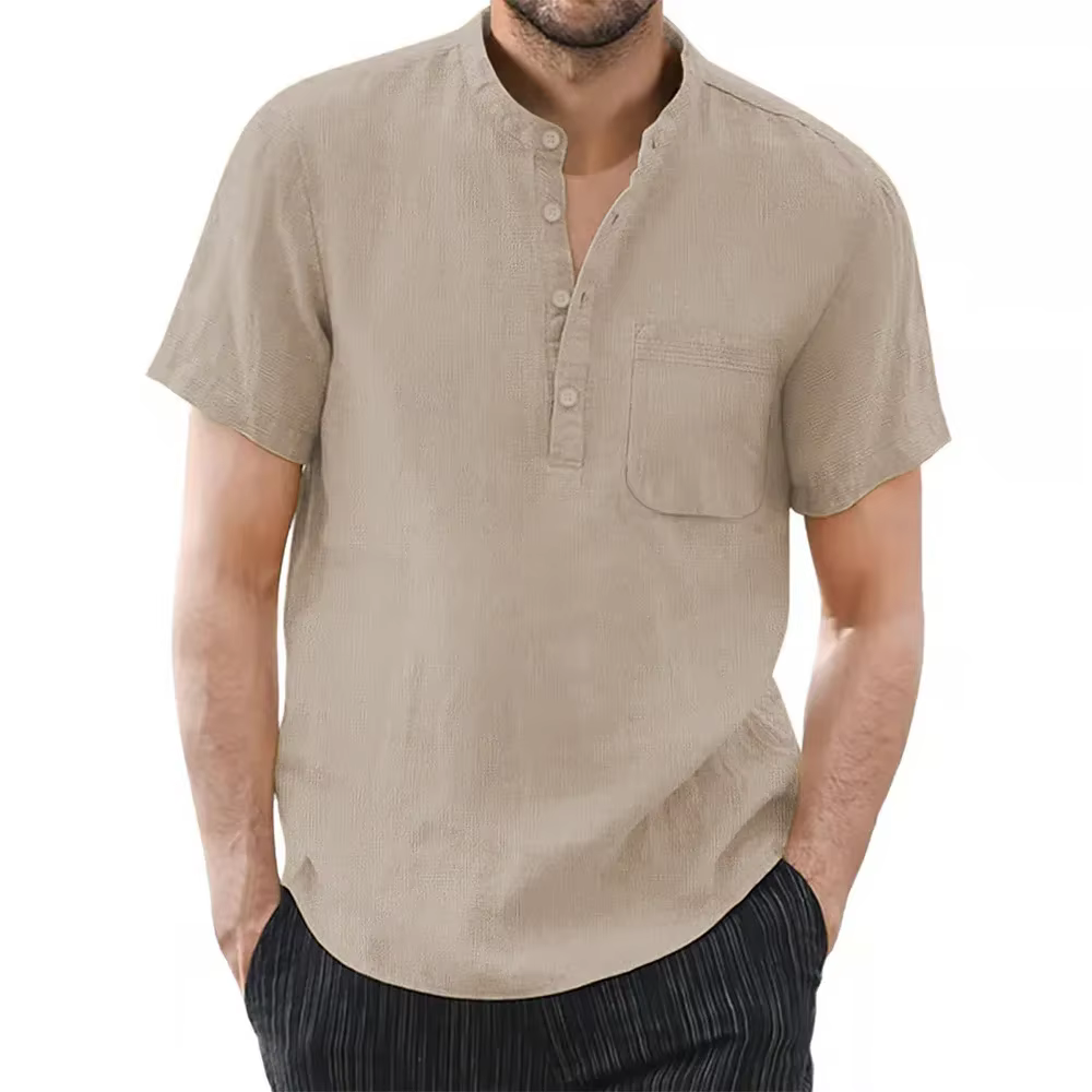 T-shirt à Manches Courtes en Coton et Lin pour Homme, Décontracté, Confortable, Respirant, Taille Am