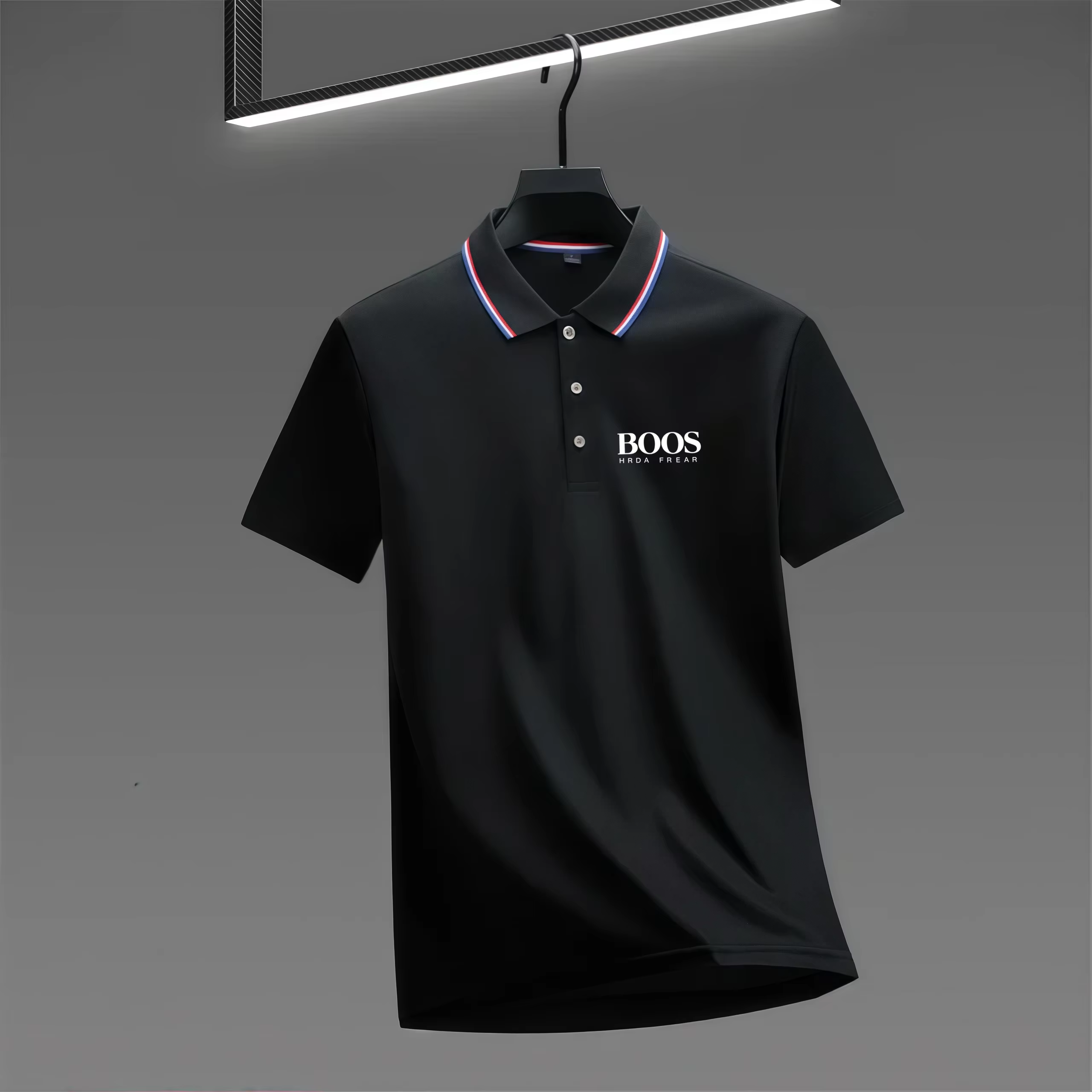 Nouveau Polo Homme 2026 à Col Rayé Rouge, Blanc, Bleu, Manches Courtes, Imprimé Lettres Anglaises, R